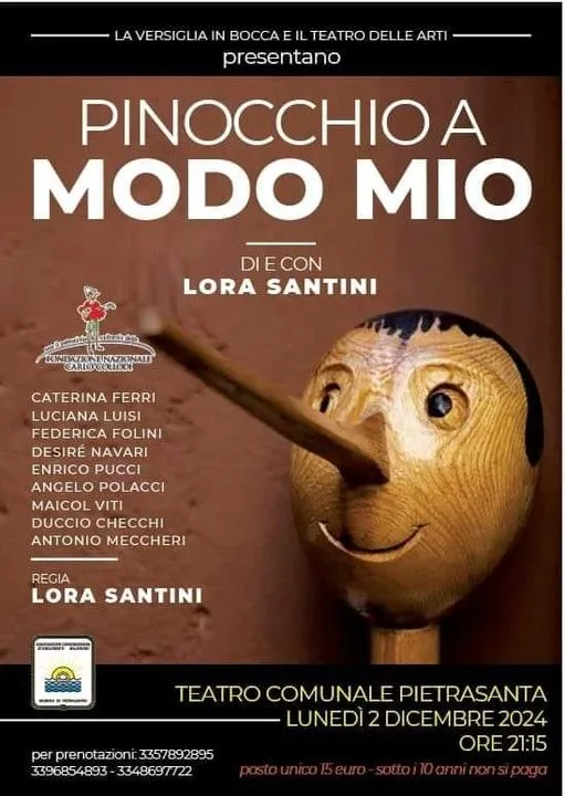 Locandina Pinocchio a Modo mio Teatro Comunale di Pietrasanta